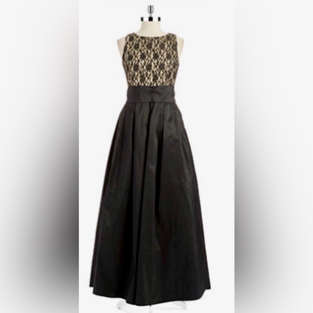 ELIZA J Elegant Black and Gold Gown